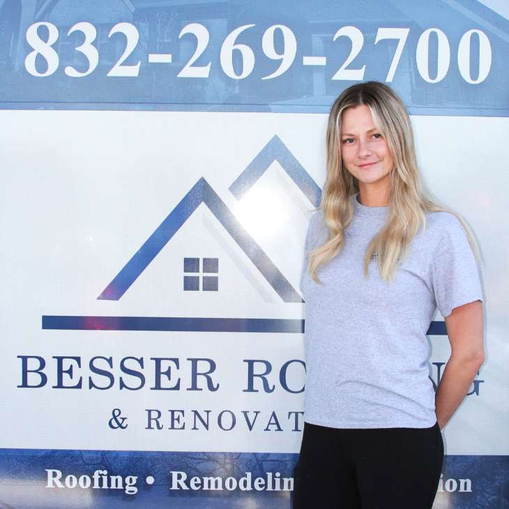 Amanda Cochrane as sales associate at Besser Roofing & Renovations