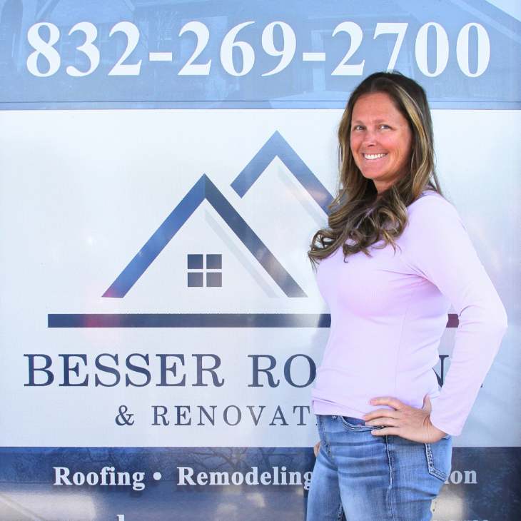Veronica Storrie as sales associate at Besser Roofing and Renovations